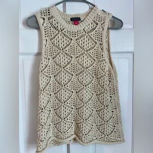 Vince Camuto Beige Sleeveless Knit Sweater